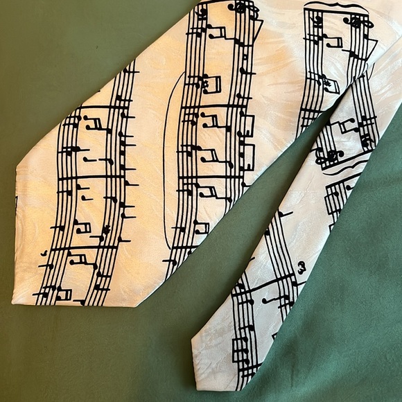 Vintage Albert Elouitz Inc Hand Made Tie for Men, Bar Music Notes Piano - Picture 2 of 5